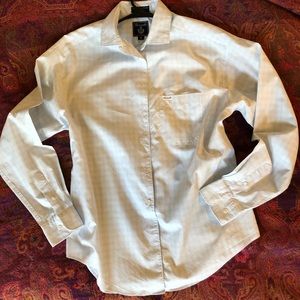 Blue windowpane plaid button down